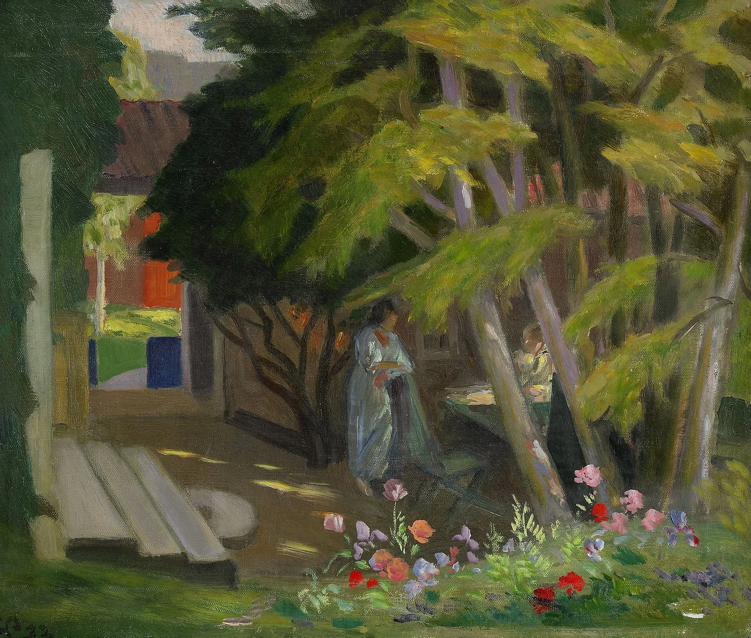 Giardino con una donna